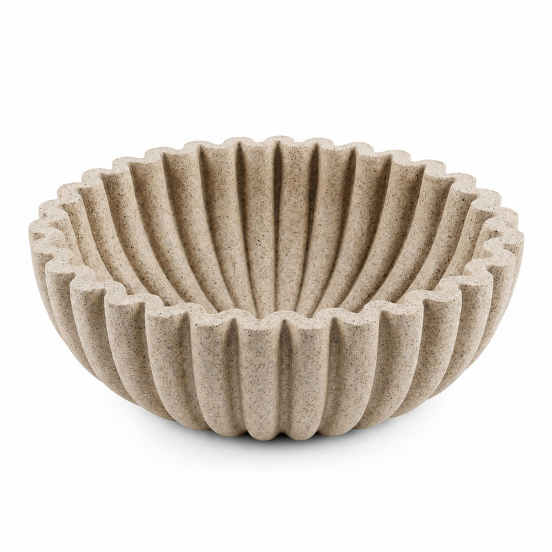 10” Sand Beige Catchall Bowls for Entryway Console Centerpiece Coffee Table Mantel Shelf Decor, Modern Decorative Bowl