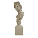 Stone Apollo bust sculpture on a white background.