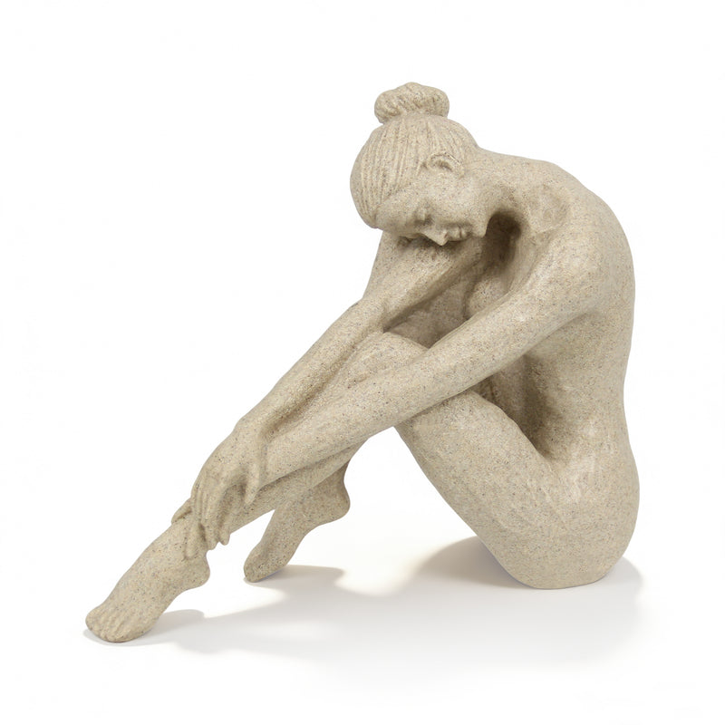 Modern Abstract Seated Female Sculpture, Lady Figurative Statue for Tabletop Shelf Bookshelf, Contemporary Home Décor Accent