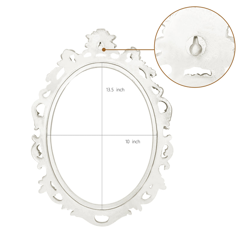Distressed White Ornate Frame 13x18 in, 10x13.5 Oval Opening, Shabby Chic Style Open Back Resin Frame for DIY Crafts, Canvas Art, Wall Decor