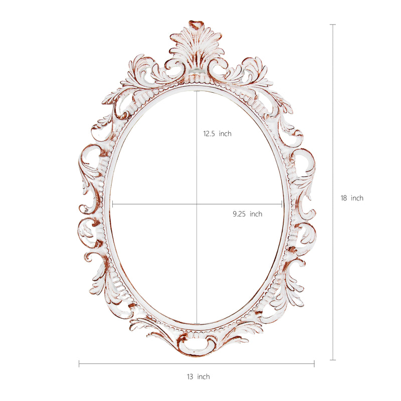 Distressed White Ornate Frame 13x18 in, 10x13.5 Oval Opening, Shabby Chic Style Open Back Resin Frame for DIY Crafts, Canvas Art, Wall Decor