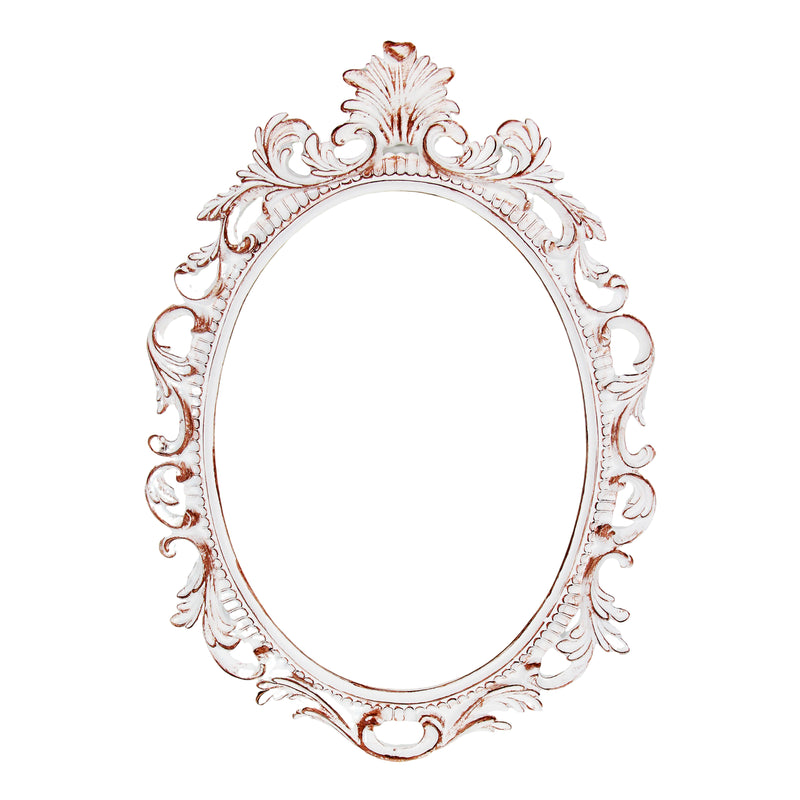 Distressed White Ornate Frame 13x18 in, 10x13.5 Oval Opening, Shabby Chic Style Open Back Resin Frame for DIY Crafts, Canvas Art, Wall Decor