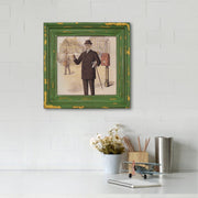 Rustic green vintage 4x4 hand-painted picture frame for wall and tabletop display, hand-painted