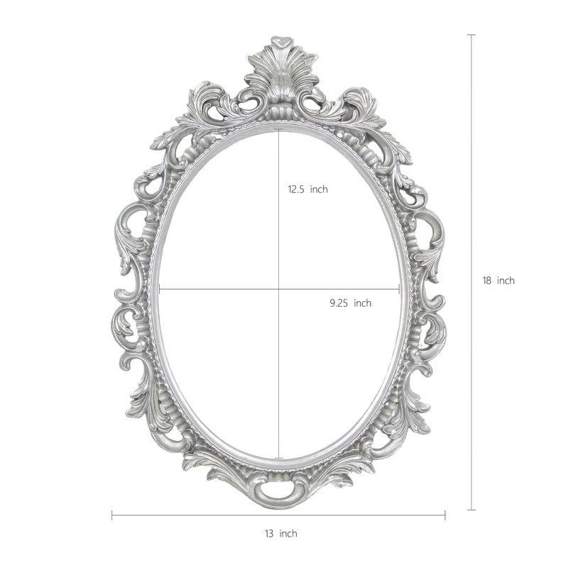 Antique Silver Ornate Frame 13x18 in, 10x13.5 Oval Opening, Vintage Style Open Back Resin Frame for DIY Crafts, Canvas Art, Wall Decor