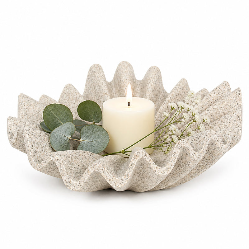 Catchall Bowls for Bookshelf Coffee Table Entryway Console, 10 Inch Ruffled Wavy Decorative Bowl