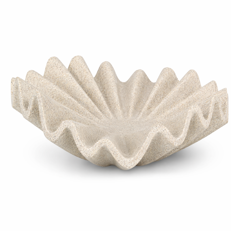 Catchall Bowls for Bookshelf Coffee Table Entryway Console, 10 Inch Ruffled Wavy Decorative Bowl