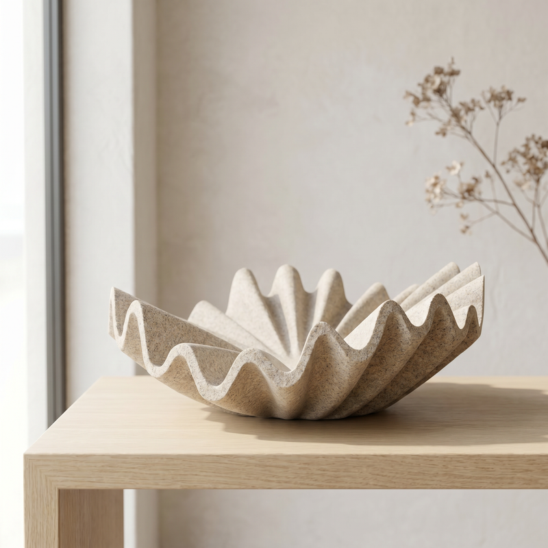 Catchall Bowls for Bookshelf Coffee Table Entryway Console, 10 Inch Ruffled Wavy Decorative Bowl