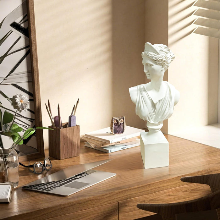 The Diana of Versailles Sculptural Bust, Greek Artemis Sculpture, Goddess of The Hunt Statuette, 13.5 x 6 x 3.25 inches