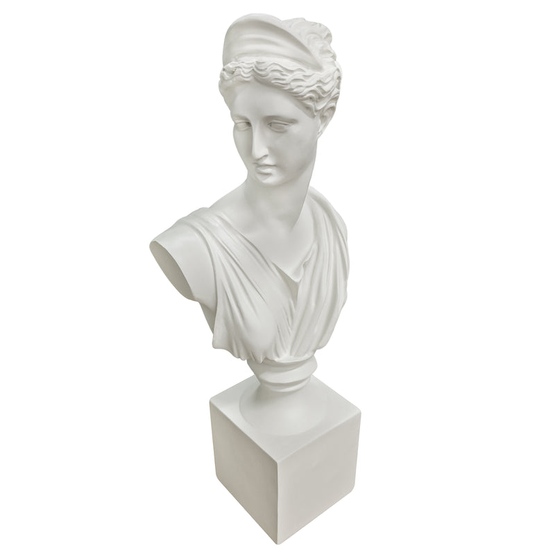 The Diana of Versailles Sculptural Bust, Greek Artemis Sculpture, Goddess of The Hunt Statuette, 13.5 x 6 x 3.25 inches