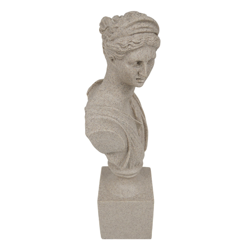 The Diana of Versailles Sculptural Bust, Greek Artemis Sculpture, Goddess of The Hunt Statuette, 13.5 x 6 x 3.25 inches