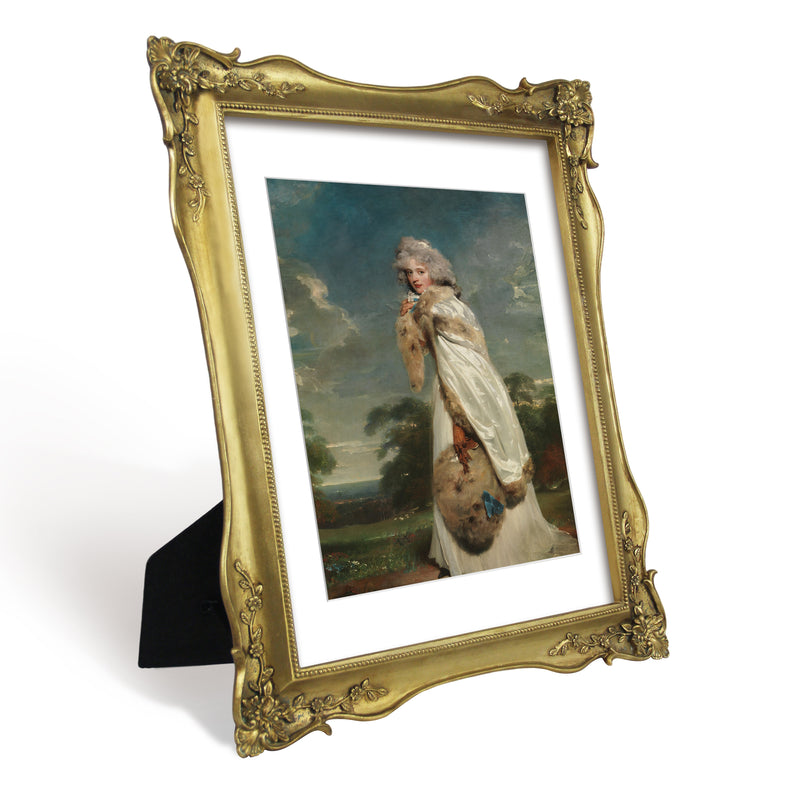 Vintage Picture Frame with Floral and Beaded Detailing, Antique Style Gallery Wall and Tabletop Frame