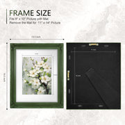 Green 11x14 vintage picture frame with floral corner accents and beaded border, alternate view showing frame detail