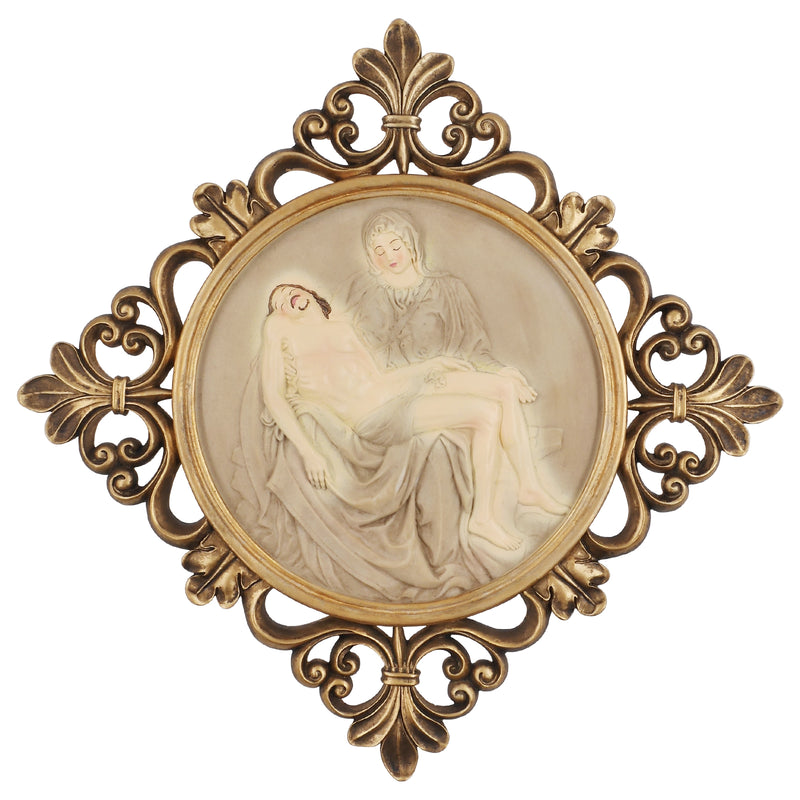 La Pietà Picture for Living Room Hallway Wall Decor, 17 Inches Tall Wall Art Sculpture, Bas-relief Wall Hanging Plaque