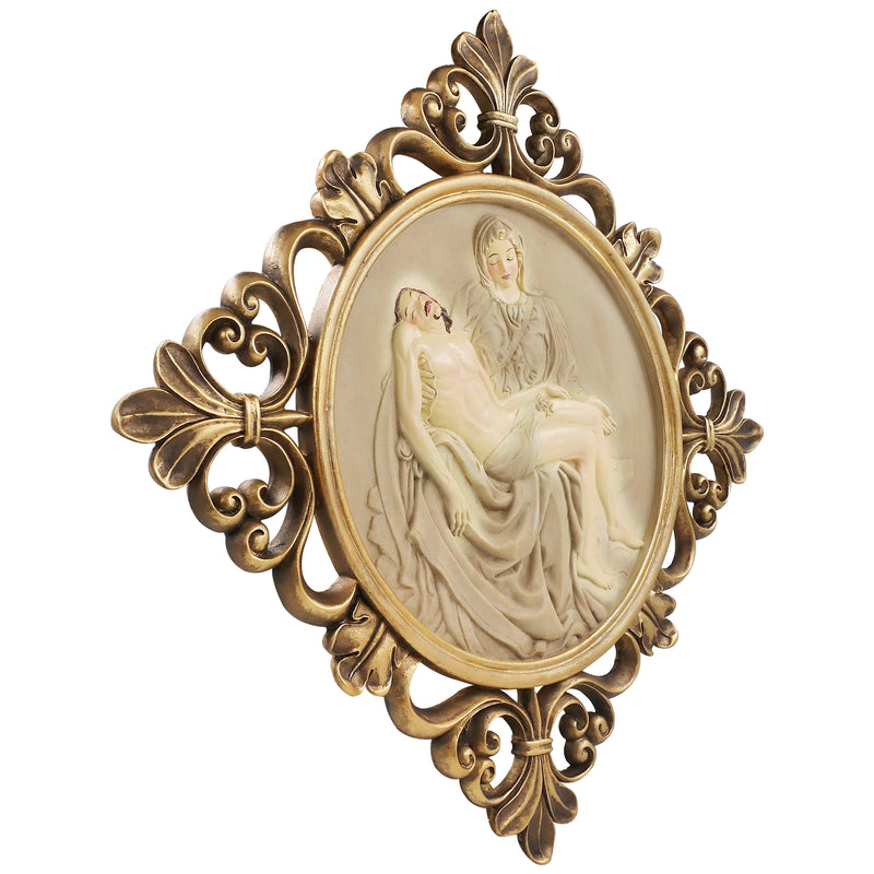 La Pietà Picture for Living Room Hallway Wall Decor, 17 Inches Tall Wall Art Sculpture, Bas-relief Wall Hanging Plaque