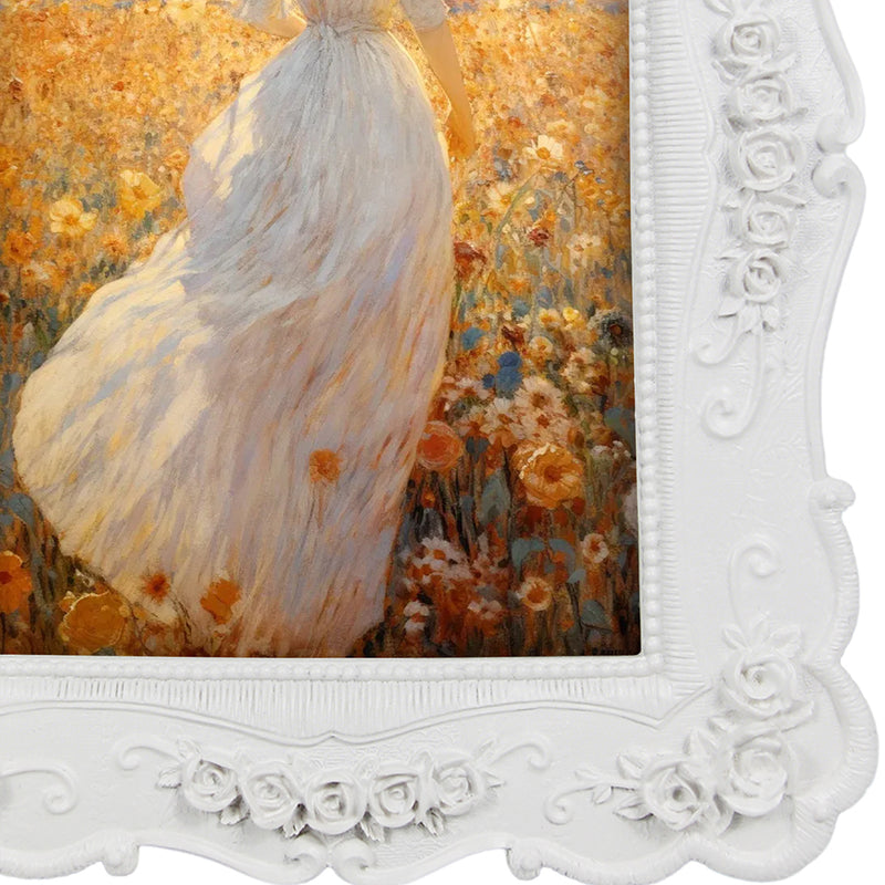 4x6 Picture Frame with Hand-Carved Rose Flower Border, Vintage Wall and Tabletop Display