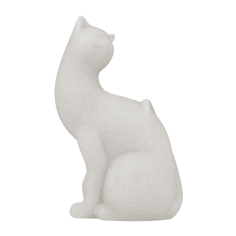 White Cat Figurine with Butterfly Decor, 6.5 Inch Tall, Home Living Room Floating Shelf Coffee Table Decorations