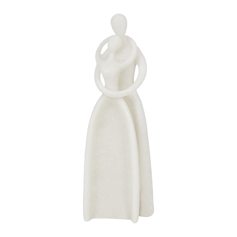 Flowing, faceless figures statue on white background