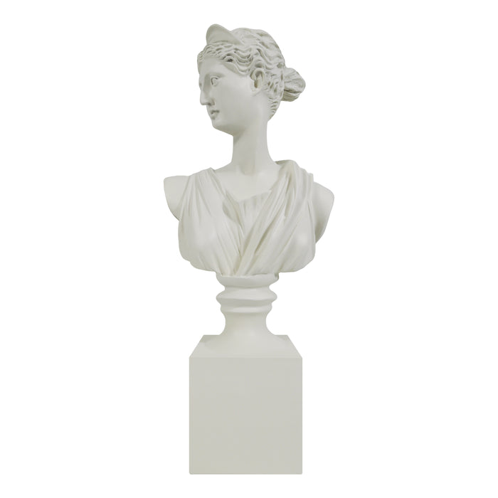 The Diana of Versailles Sculptural Bust, Greek Artemis Sculpture, Goddess of The Hunt Statuette, 13.5 x 6 x 3.25 inches