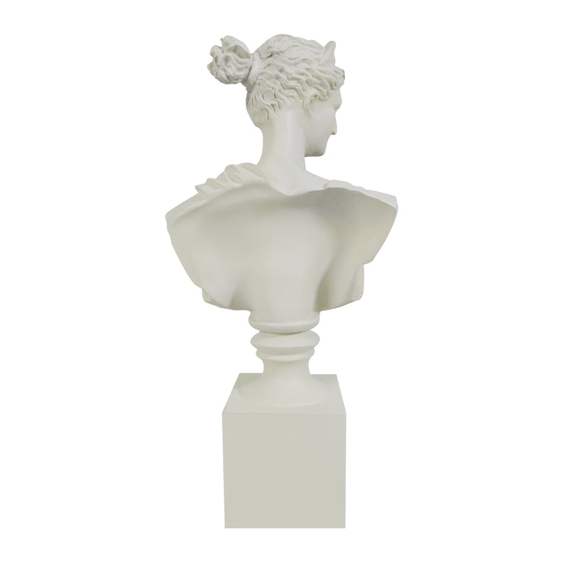 The Diana of Versailles Sculptural Bust, Greek Artemis Sculpture, Goddess of The Hunt Statuette, 13.5 x 6 x 3.25 inches