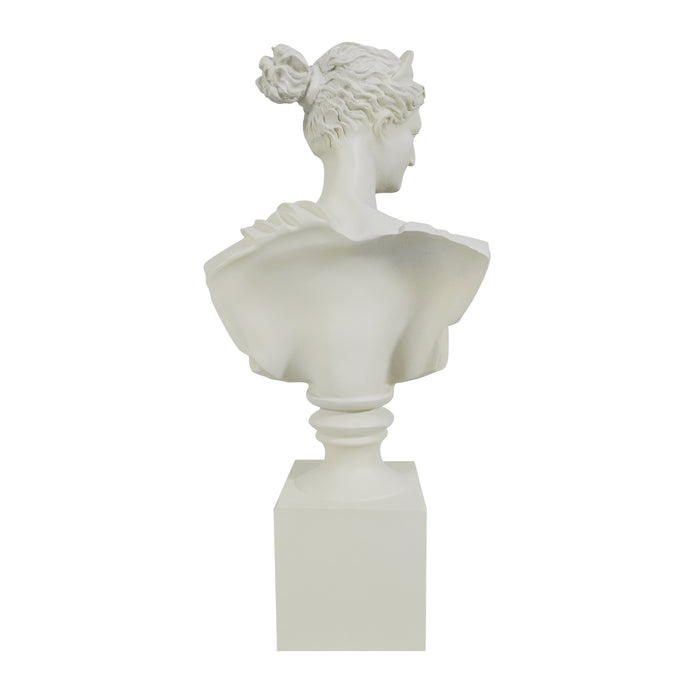 The Diana of Versailles Sculptural Bust, Greek Artemis Sculpture, Goddess of The Hunt Statuette, 13.5 x 6 x 3.25 inches