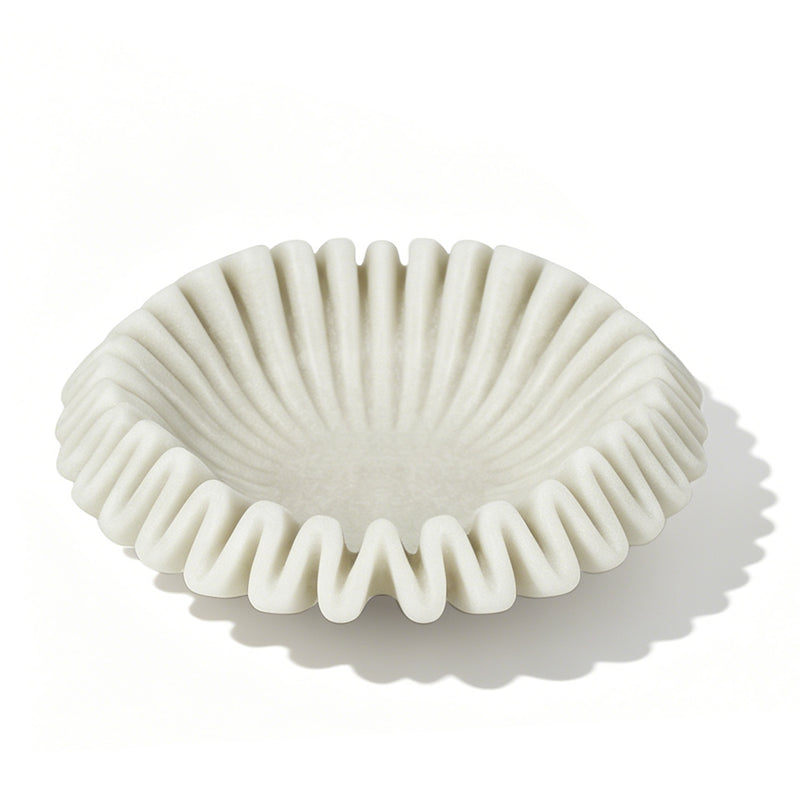 Fluted Scalloped Decorative Bowl, 10" Diameter × 3" Tall Catch-all Bowl, Coffee Table Entryway Bookshelf Decor