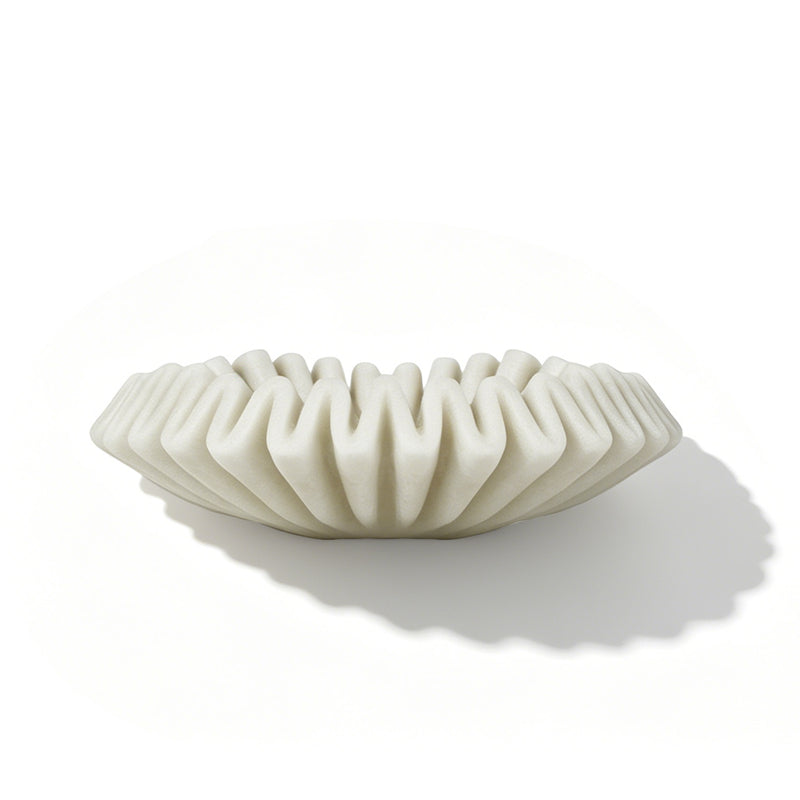 Fluted Scalloped Decorative Bowl, 10" Diameter × 3" Tall Catch-all Bowl, Coffee Table Entryway Bookshelf Decor
