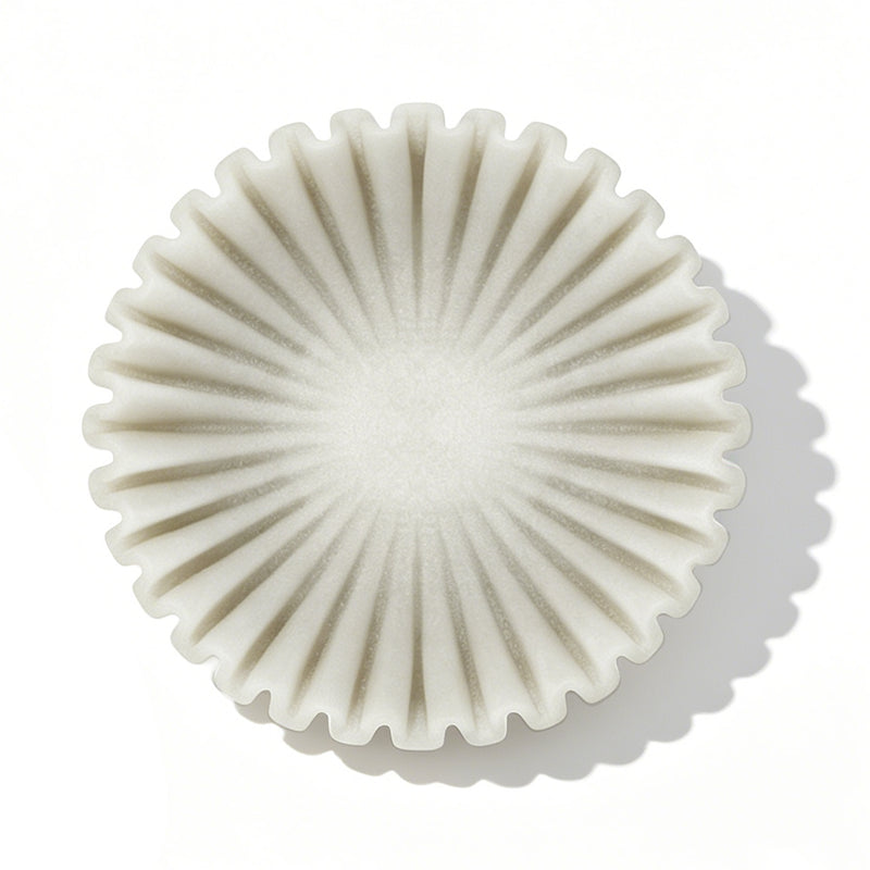 Fluted Scalloped Decorative Bowl, 10" Diameter × 3" Tall Catch-all Bowl, Coffee Table Entryway Bookshelf Decor