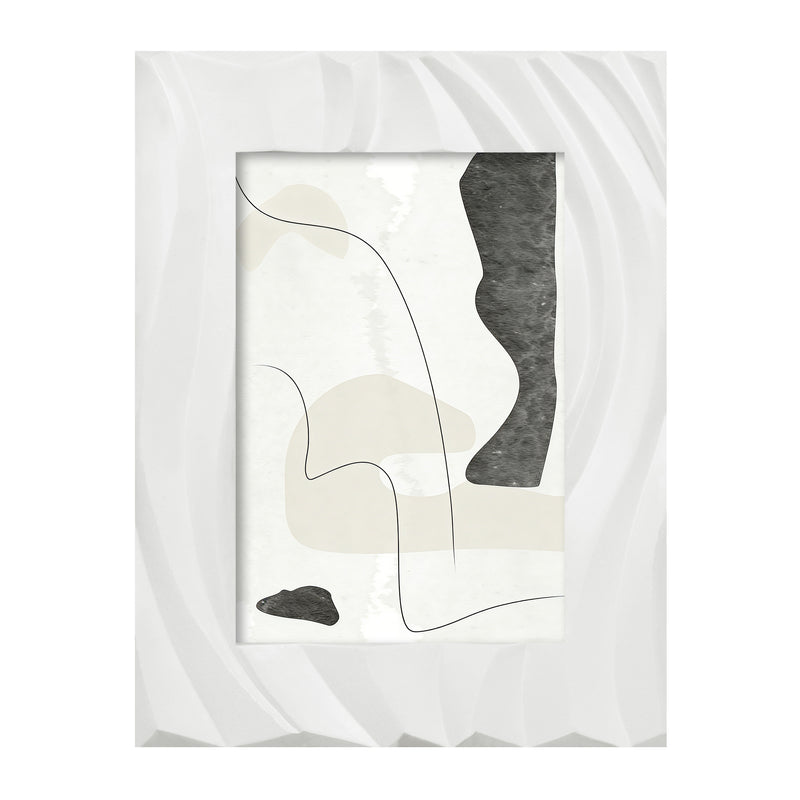 White Picture Frame 4x6, Modern Minimalist Photo Frames Tabletop or Wall for Home Décor Gifts, Hand Carved Wave Pattern Frame with 3D Textured Design