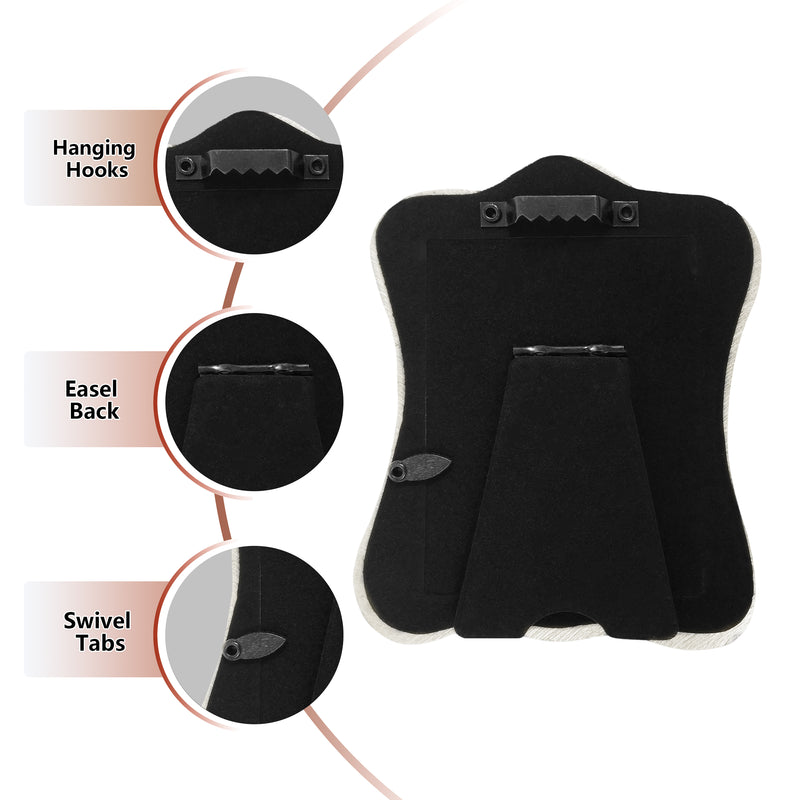 Distressed White Small Picture Frame 2.5x3.5, Hand Crafted Rose Design Rustic Frames for Wall or Tabletop