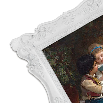 4x6 / 5x7 Victorian white ornate vintage picture frame with antique floral detail for wall and tabletop display