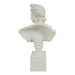 White classical bust sculpture on a white background.