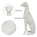 White dog statue with detailed features on a white background.