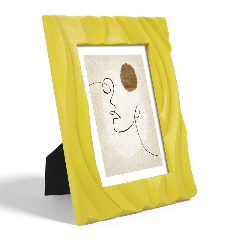 Modern Minimalist 4x6 Photo Frames for Tabletop or Wall Home Décor Gifts, Hand Carved Wave Pattern Frame with 3D Textured Design