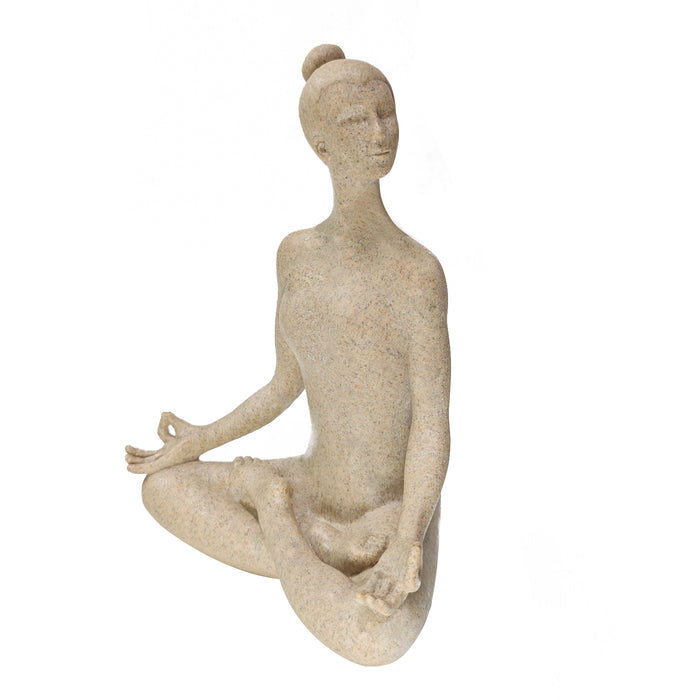 Yoga Lady Sculpture, Beige Meditation Yoga Statues for Shelf Table Mantel Decor, Decorative Pieces for Zen Garden Yoga Studio, 9.5 inch Tall