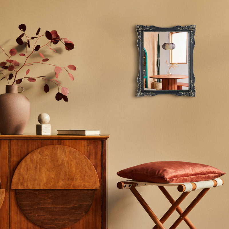 Wall Mirror with Floral Carving for Living Room Hallway, Vintage Home Decor, Wedding Anniversary Gifts