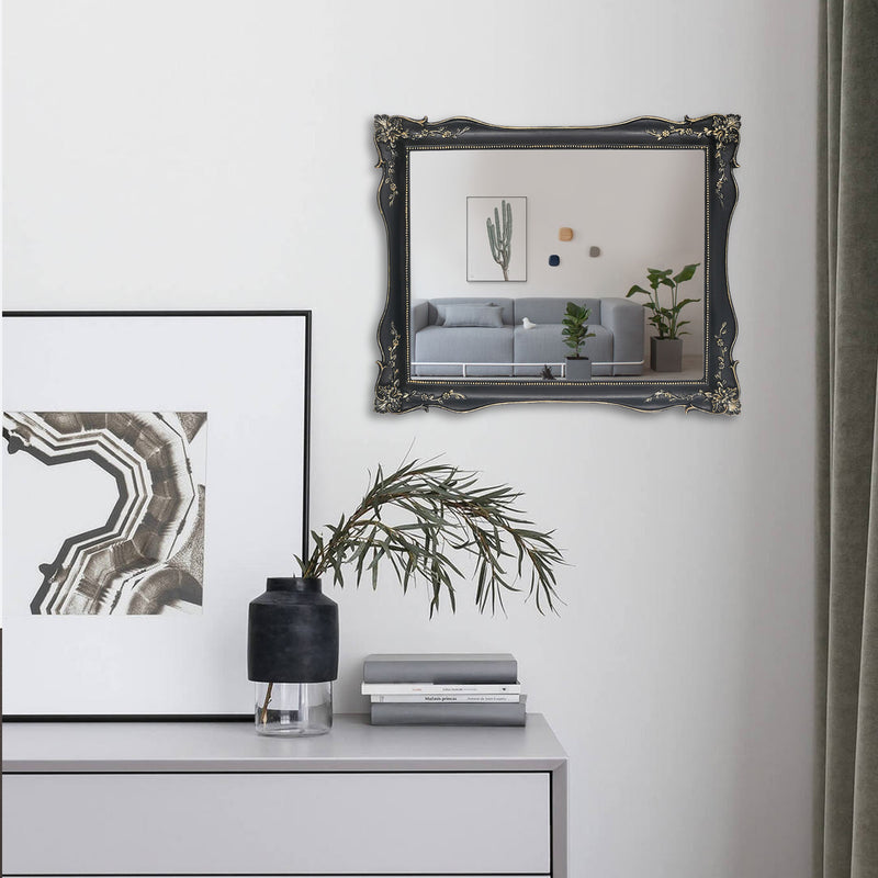 Wall Mirror with Floral Carving for Living Room Hallway, Vintage Home Decor, Wedding Anniversary Gifts