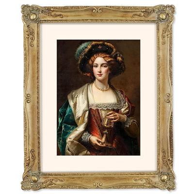 Bronze 11x14 baroque-style vintage resin picture frame with floral carvings, alternate view showing frame detail
