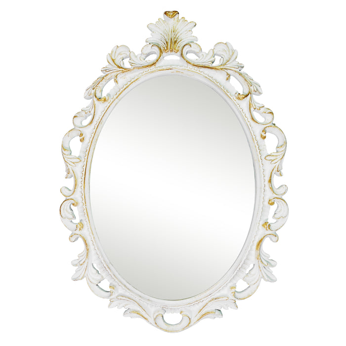 Vintage Wall Mirrors 16'' x 24'', Oval Mirror with Scroll Design for Entryways Living Room Bedroom