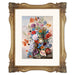 Decorative gold frame with a colorful floral painting inside.