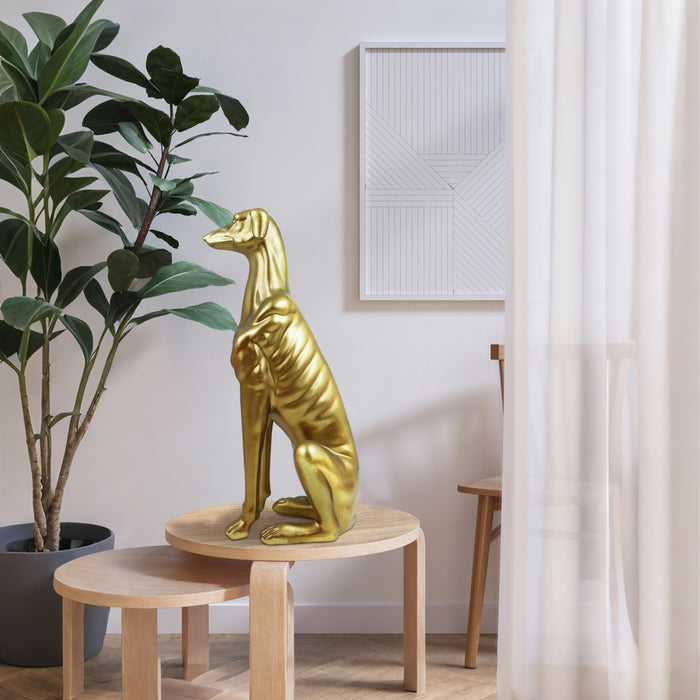 Classic Gold Greyhound Sculpture, Dog Statue for Hallway Entryway Decor, Elegant Decorative Accent, 14.5x7 inches