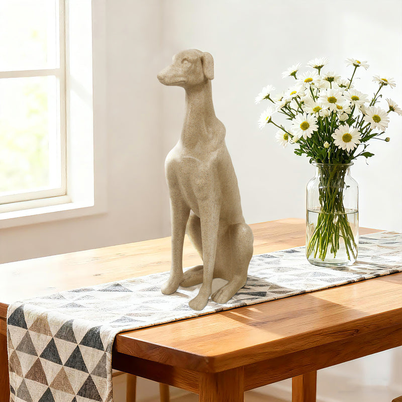 Sand Beige Greyhound Sculpture, Dog Statue for Living Room Entryway Decor, Modern Decorative Accent, 14.5x7 inches