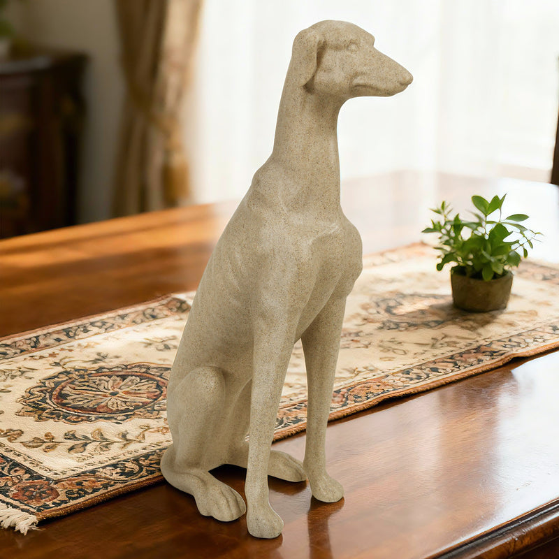 Sand Beige Greyhound Sculpture, Dog Statue for Living Room Entryway Decor, Modern Decorative Accent, 14.5x7 inches
