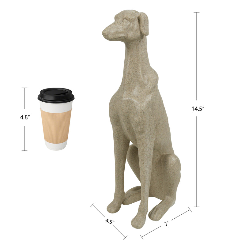 Sand Beige Greyhound Sculpture, Dog Statue for Living Room Entryway Decor, Modern Decorative Accent, 14.5x7 inches