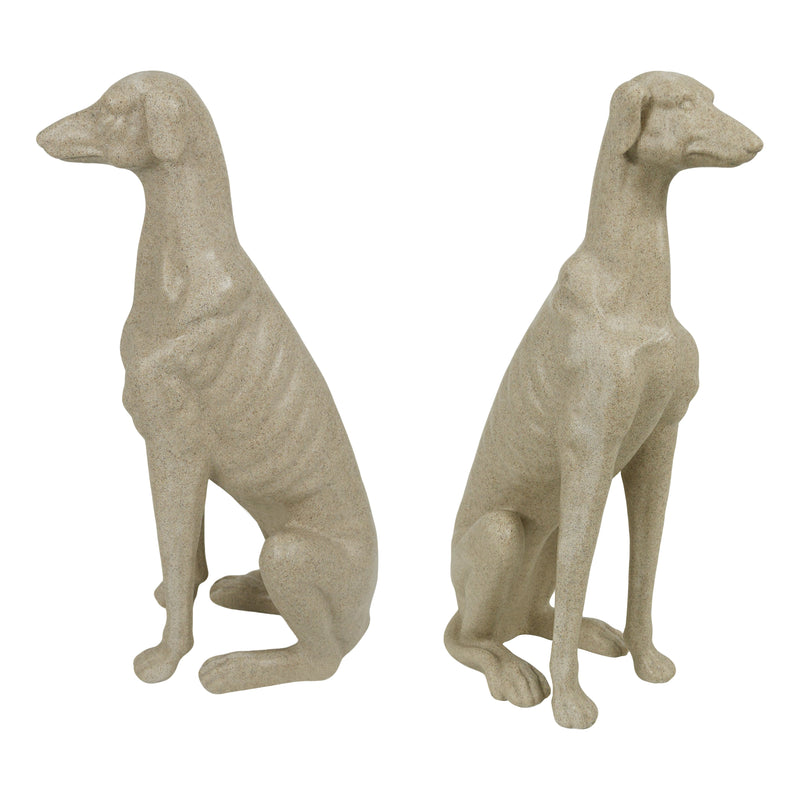 Sand Beige Greyhound Sculpture, Dog Statue for Living Room Entryway Decor, Modern Decorative Accent, 14.5x7 inches