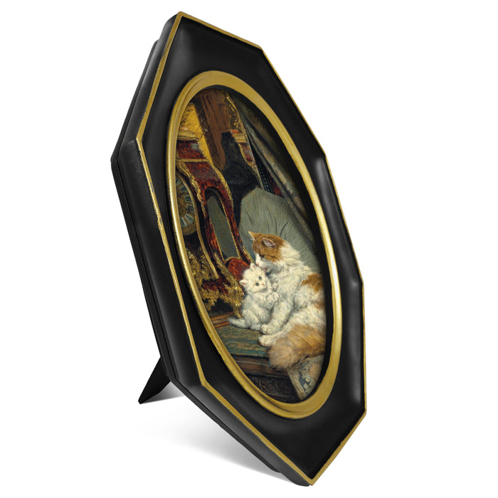 octagon shaped black picture frames with oval opening vintage home decor