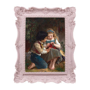 4x6 / 5x7 Victorian pink ornate vintage picture frame with antique floral detail for wall and tabletop display