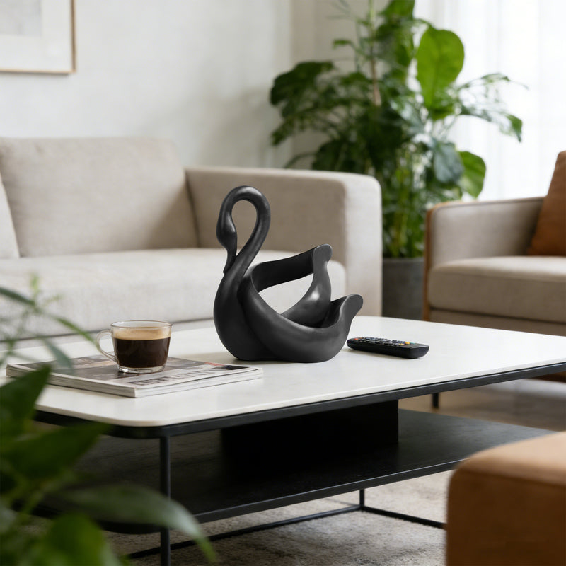 Modern Abstract Swan Statue, 8" Tall Elegant Decorative Sculpture, Gifts for Housewarming Birthday Wedding Anniversary