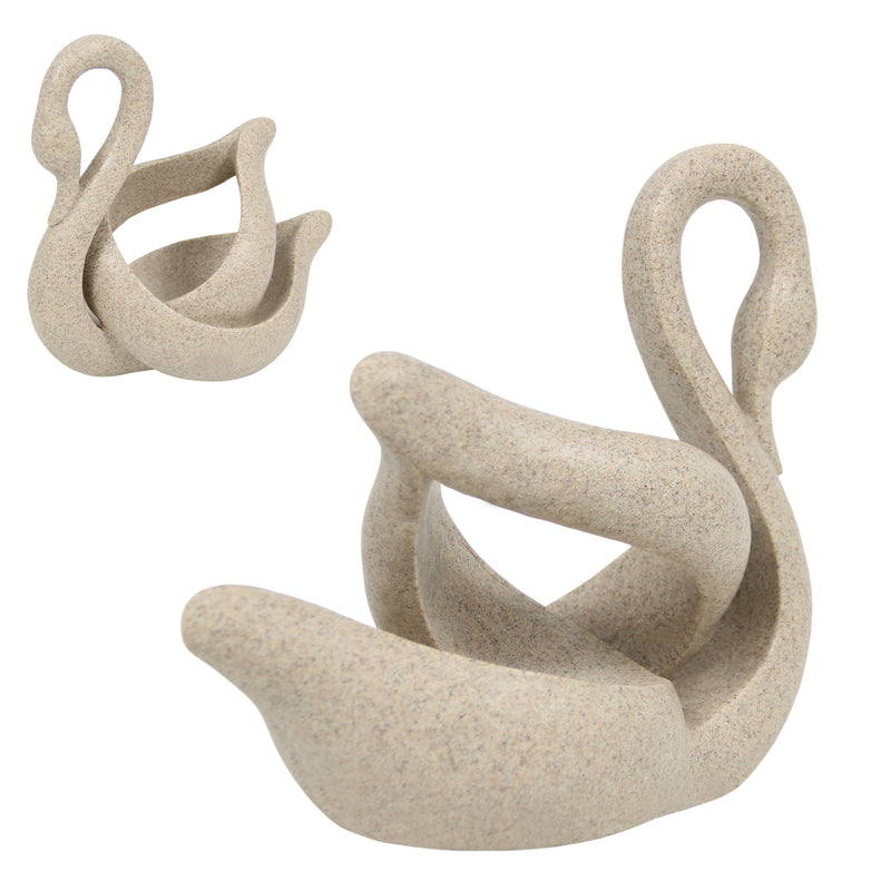 Modern Abstract Swan Statue, 8" Tall Elegant Decorative Sculpture, Gifts for Housewarming Birthday Wedding Anniversary