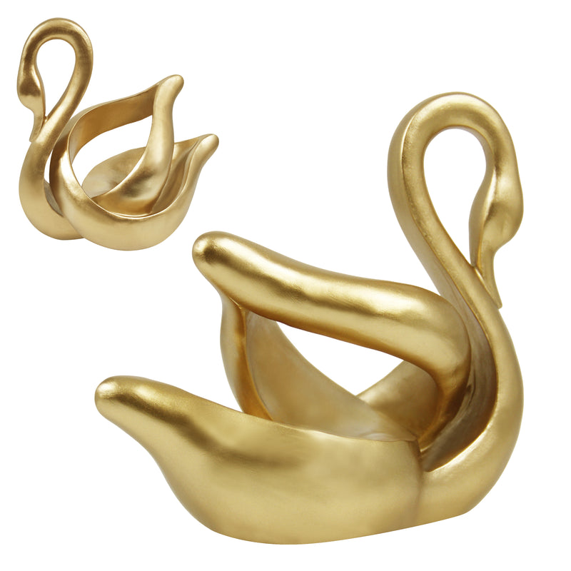 Modern Abstract Swan Statue, 8" Tall Elegant Decorative Sculpture, Gifts for Housewarming Birthday Wedding Anniversary