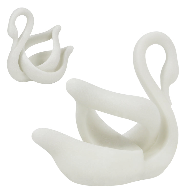 Modern Abstract Swan Statue, 8" Tall Elegant Decorative Sculpture, Gifts for Housewarming Birthday Wedding Anniversary